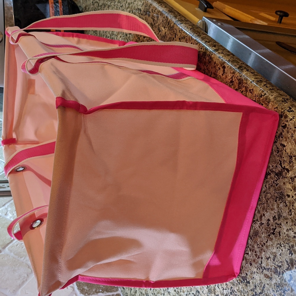 Lg Utility Tote Neon Pink Laundry Shopping Storage Car Beach Rare Colorway NEW - Picture 3 of 3